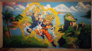 Mural Graffiti Goku Vs Vegeta Manjin M Frente  300x100000